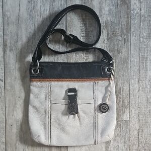 The Sak Kendra Black & Creme Leather Crossbody Purse